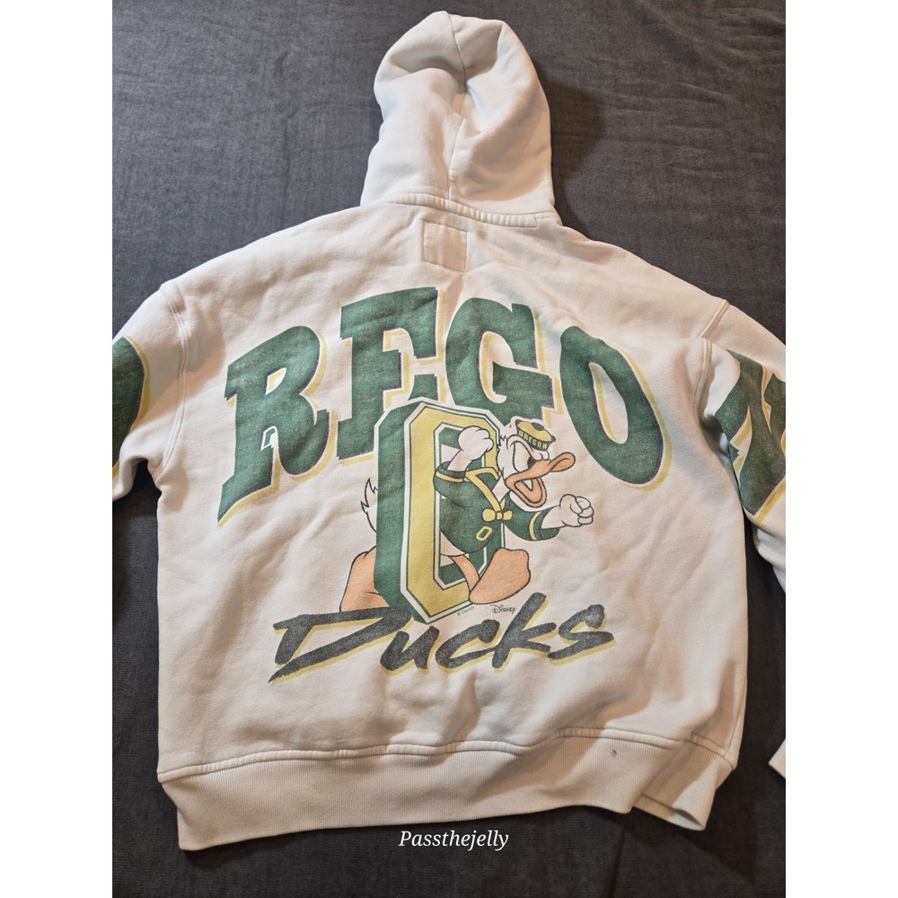 Oregon Ducks Hoodie Adult Medium White Football Disney Donald Duck Hollister
